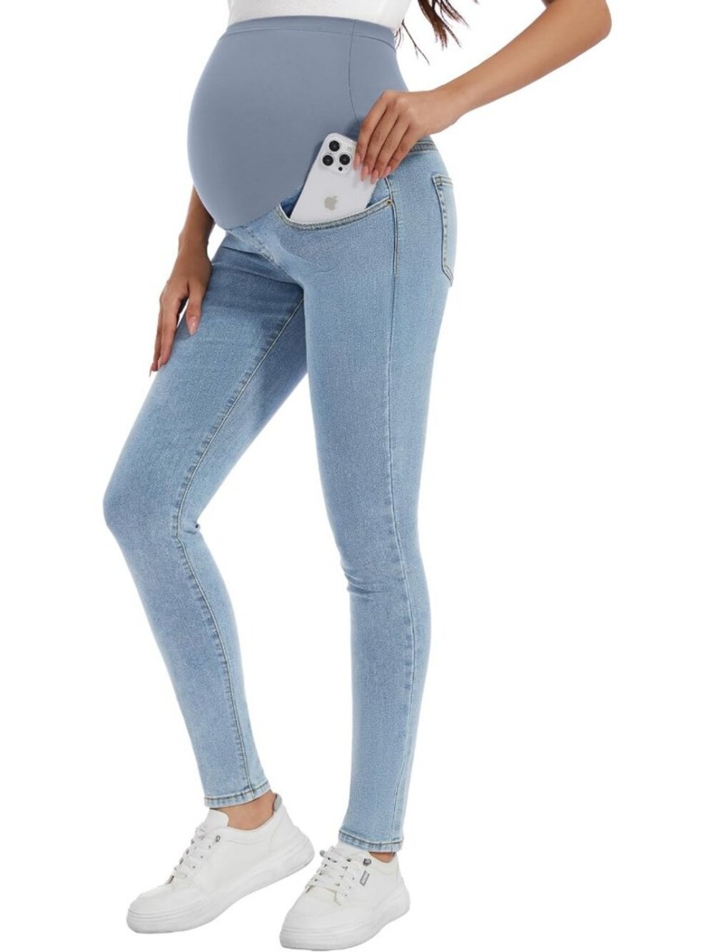 Comfy Over Belly Skinny Maternity Jeans - Stretchy Slim Denim Pants for